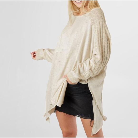 FREE PEOPLE My Girl Oversized Tunic Sweater Ecru Ivory Sz M NWT {LL20}